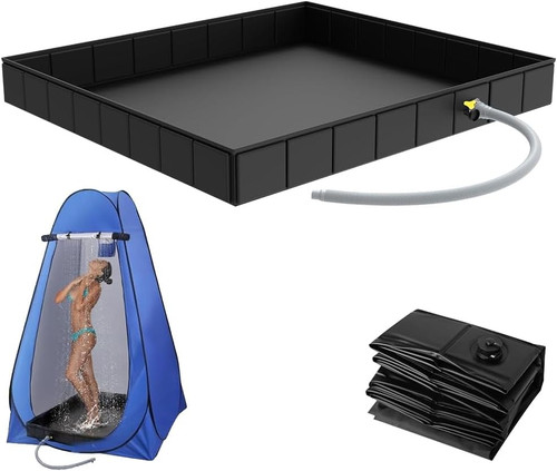 Foldable camping shower tray - foldable,